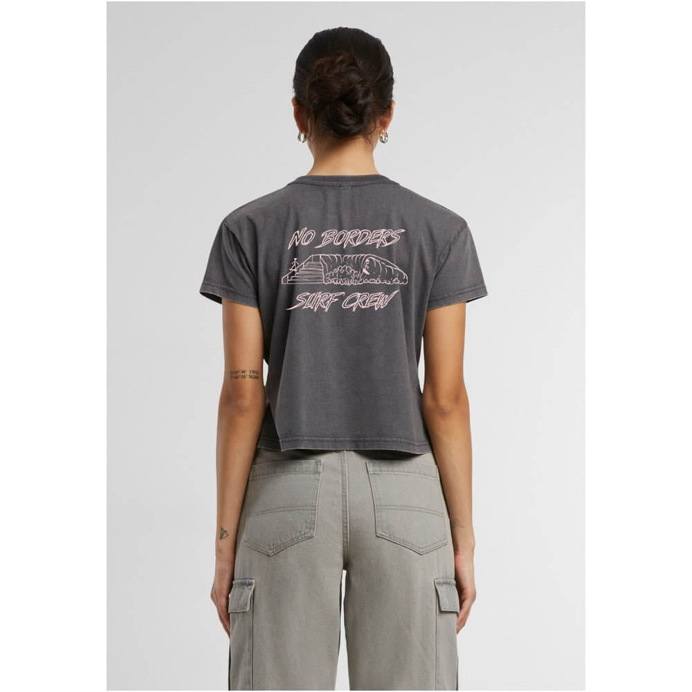 Surf T-Shirt Damen – Vintage Crop Top Retro Style - No Borders Surf Crew